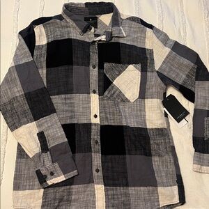 Junk Food Clothing Black and Gray Checkered Shirt